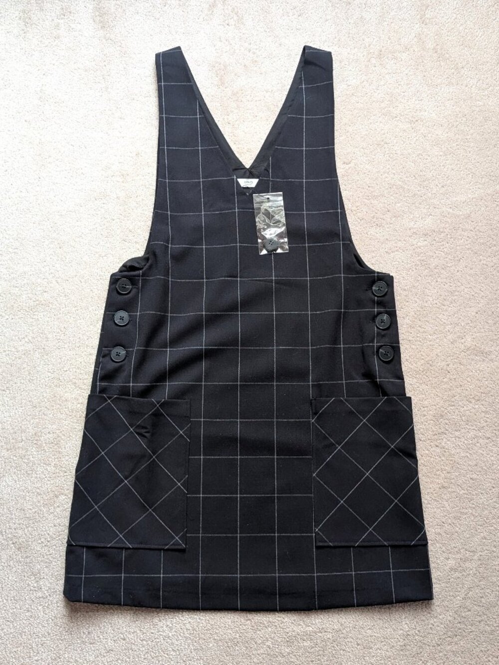 Brand New Mango Checked Pattern V-Neck Sleeveless Dress (size: 4)